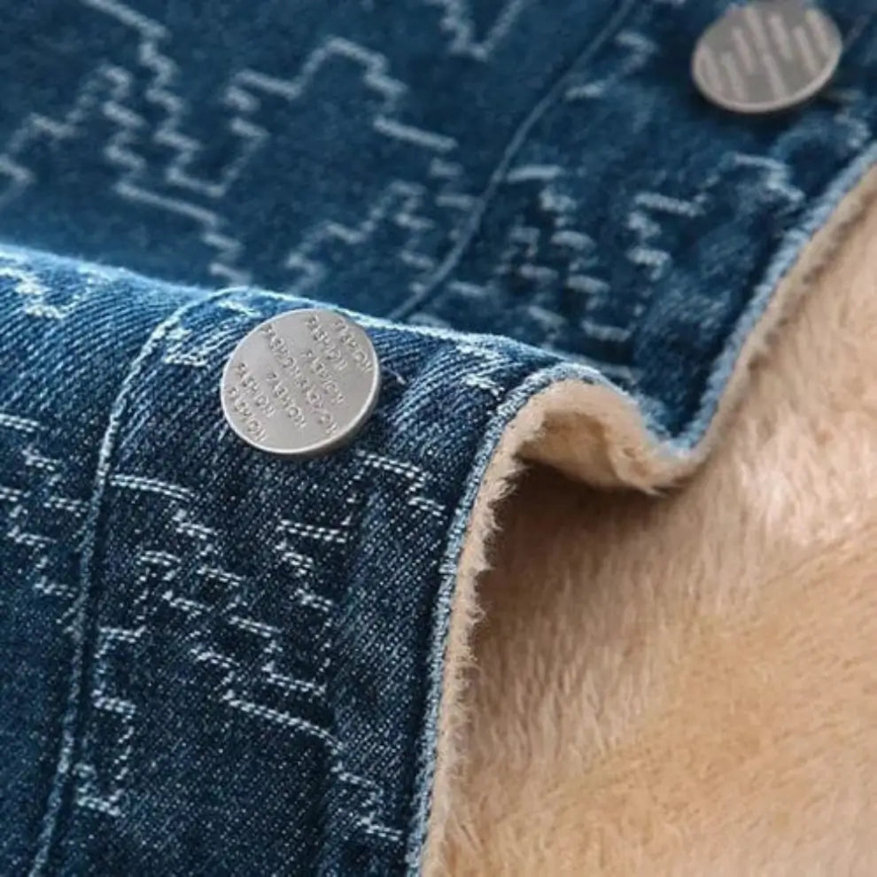 Herren Jeansjacke mit Fleecefutter | Warme Winter Denim Jacke