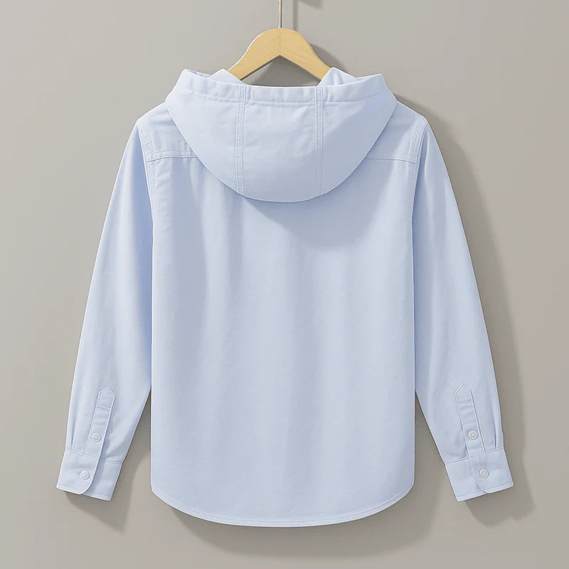 Herren Hemd mit Kapuze | Lässiges Übergangshemd hellblau